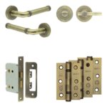 Complete Midtown Door Handle Pack - Bathroom - Antique Brass
