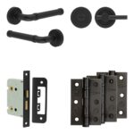 Complete Midtown Door Handle Pack - Bathroom - Black