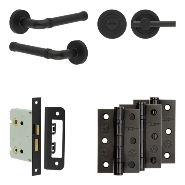 Complete Midtown Door Handle Pack - Bathroom - Black