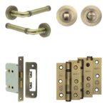 Complete Midtown Door Handle Pack - Bathroom - Antique Brass