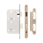 Jedo 78mm Din Bathroom Locks 60mm Backset Radiused Antique Brass