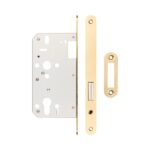 72mm Satin Brass Din Euro Deadlock Radiused 60mm Backset