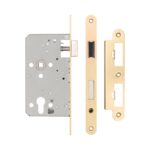 72mm Satin Brass Din Euro Escape lock Radiused 60mm Backset