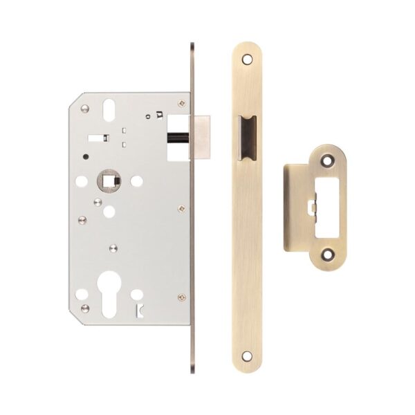72mm Antique Brass Din Euro Latch Radiused 60mm Backset