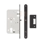 72mm Black Din Euro Nightlatch Radiused 60mm Backset