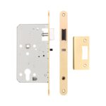 72mm Satin Brass Din Euro Nightlatch Radiused 60mm Backset