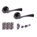 Hunta Hardware Zena Brushed Nickel Passage Internal Door Pack - Bullet Latch & 3 Standard Hinges
