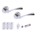 Hunta Hardware Zena Polished Chrome Passage Internal Door Pack - Bullet Latch & 3 Standard Hinges