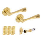 Hunta Hardware Zena Satin Brass Passage Internal Door Pack - Bullet Latch & 3 Standard Hinges