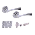 Hunta Hardware Zena Satin Chrome Passage Internal Door Pack - Bullet Latch & 3 Standard Hinges
