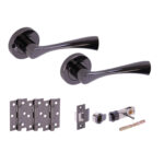 Hunta Hardware Zena Brushed Nickel Privacy Internal Door Pack - Bullet Latch & 3 Standard Hinges