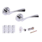 Hunta Hardware Zena Polished Chrome Privacy Internal Door Pack - Bullet Latch & 3 Standard Hinges