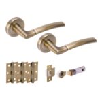 Hunta Hardware Nemo Antique Brass Passage Internal Door Pack - Bullet Latch & 3 Standard Hinges