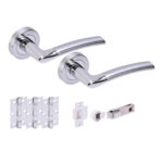 Hunta Hardware Nemo Polished Chrome / Satin Chrome Passage Internal Door Pack - Bullet Latch & 3 Standard Hinges