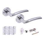 Hunta Hardware Nemo Polished Chrome / Satin Chrome Privacy Internal Door Pack with Bullet Latch and 3 x standard hinges