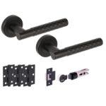 Hunta Hardware Roca Matt Black Passage Internal Door Pack - Bullet Latch & 3 Standard Hinges