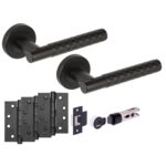Hunta Hardware Roca Matt Black Passage Internal Door Pack - Bullet Latch & 3 x 102mm FD Hinges