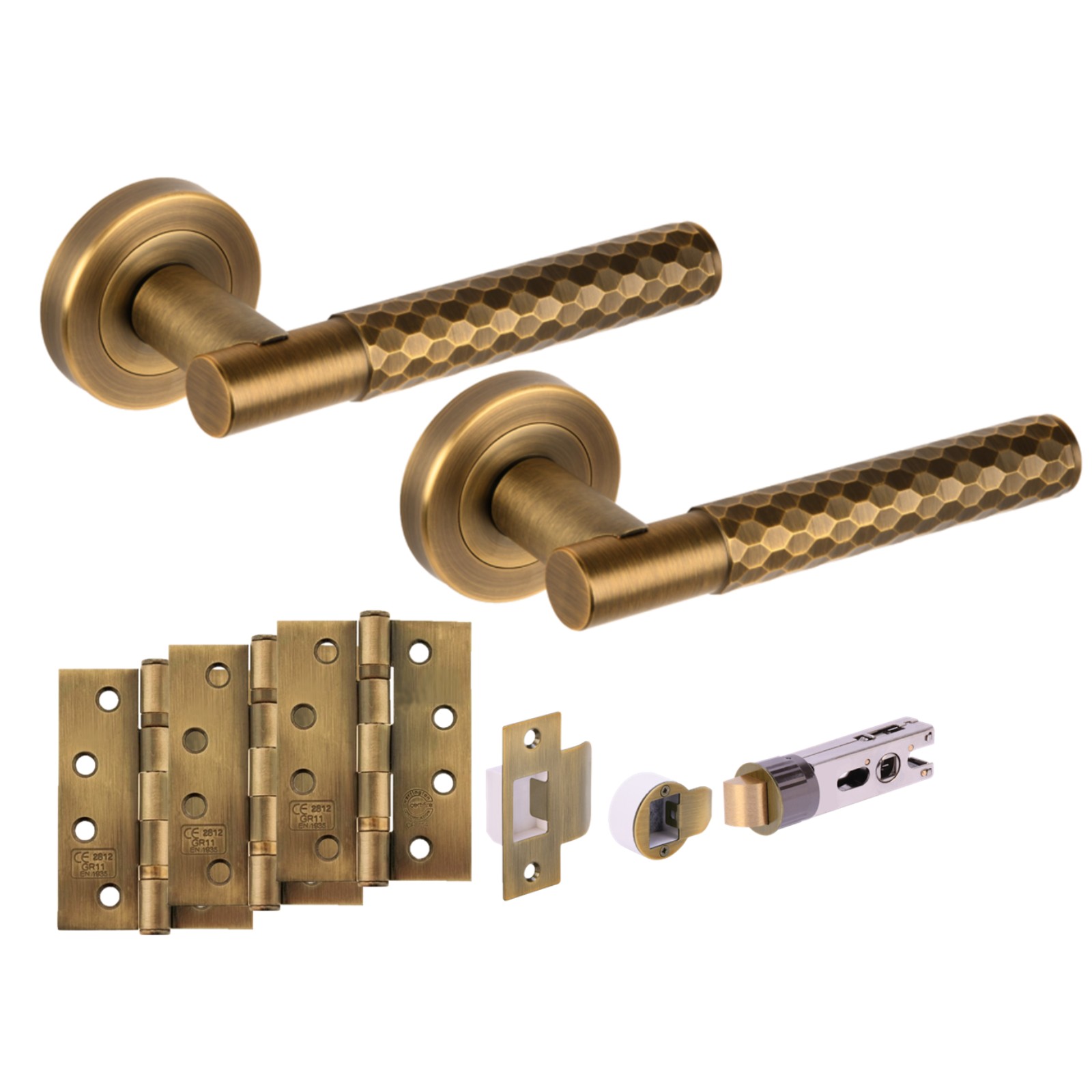 H2883MBR Hunta Hardware Roca MBR Finish Passage Internal Door Pack - Bullet Latch & 3 x 102mm FD Hinges - Image 1