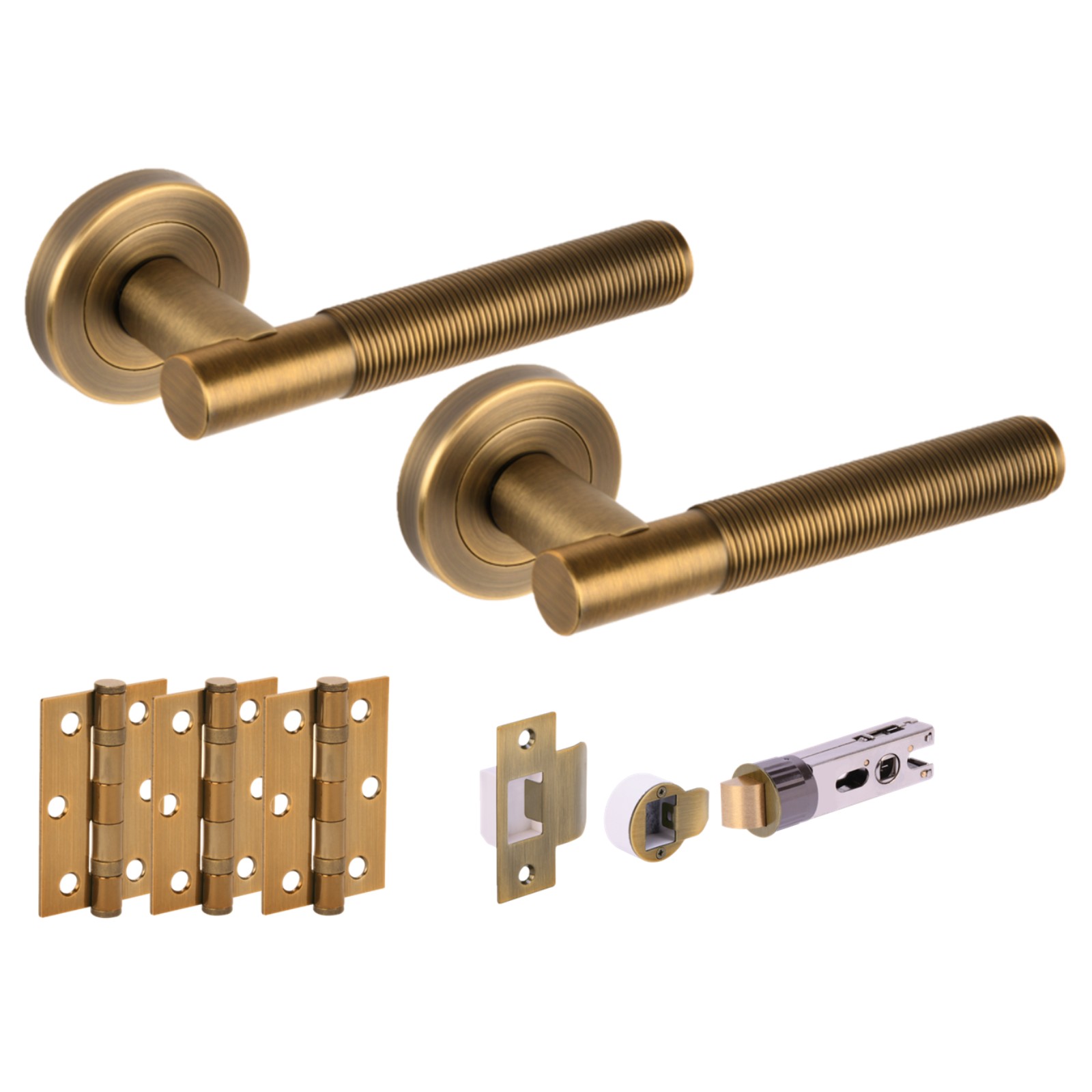 H2884MBR Hunta Hardware Halo MBR Finish Passage Internal Door Pack - Bullet Latch & 3 Standard Hinges - Image 1