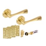 Hunta Hardware Zena Satin Brass Passage Internal Door Pack - Bullet Latch & 3 x 102mm FD Hinges
