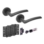 Hunta Hardware Nemo Matt Black Passage Internal Door Pack with Bullet Latch and 3 x 102mm FD hinges