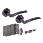Hunta Hardware Nemo Brushed Nickel Passage Internal Door Pack with Bullet Latch and 3 x 102mm FD hinges