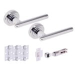 Hunta Hardware Solus Polished Chrome Passage Internal Door Pack - Bullet Latch & 3 Standard Hinges