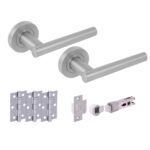 Hunta Hardware Solus Satin Chrome Passage Internal Door Pack - Bullet Latch & 3 Standard Hinges