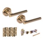 Hunta Hardware Solus Antique Brass Privacy Internal Door Pack - Bullet Latch & 3 Standard Hinges