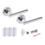 Hunta Hardware Solus Polished Chrome Privacy Internal Door Pack - Bullet Latch & 3 Standard Hinges