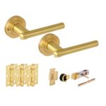 Hunta Hardware Solus Satin Brass Privacy Internal Door Pack - Bullet Latch & 3 Standard Hinges