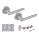 Hunta Hardware Solus Satin Chrome Privacy Internal Door Pack - Bullet Latch & 3 Standard Hinges