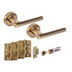 Hunta Hardware Solus Antique Brass Passage Internal Door Pack - Bullet Latch & 3 x 102mm FD Hinges