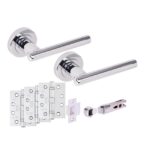 Hunta Hardware Solus Polished Chrome Passage Internal Door Pack - Bullet Latch & 3 x 102mm FD Hinges