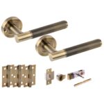 Hunta Hardware Evo Antique Brass Privacy Internal Door Pack - Bullet Latch & 3 Standard Hinges
