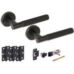 Hunta Hardware Evo Matt Black Privacy Internal Door Pack - Bullet Latch & 3 Standard Hinges