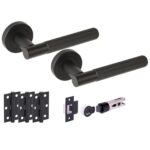 Hunta Hardware Vida Matt Black Passage Internal Door Pack - Bullet Latch & 3 Standard Hinges