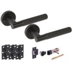 Hunta Hardware Vida Matt Black Privacy Internal Door Pack - Bullet Latch & 3 Standard Hinges