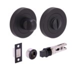 Hunta Hardware Matt Black Bathroom Turn & Release Pack with 57mm Bullet Deadbolt
