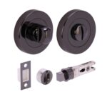 Hunta Hardware Brushed Nickel Bathroom Turn & Release Pack with 57mm Bullet Deadbolt