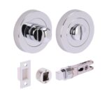 Hunta Hardware Polished Chrome Bathroom Turn & Release Pack with 57mm Bullet Deadbolt