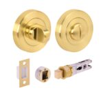 Hunta Hardware Satin Brass Bathroom Turn & Release Pack with 57mm Bullet Deadbolt