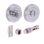 Hunta Hardware Satin Chrome Bathroom Turn & Release Pack with 57mm Bullet Deadbolt