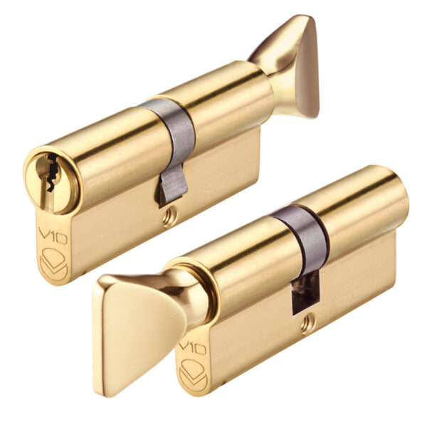 Zoo Hardware V10 Euro Cylinder & Turn - 90mm (45/45) - Polished Brass