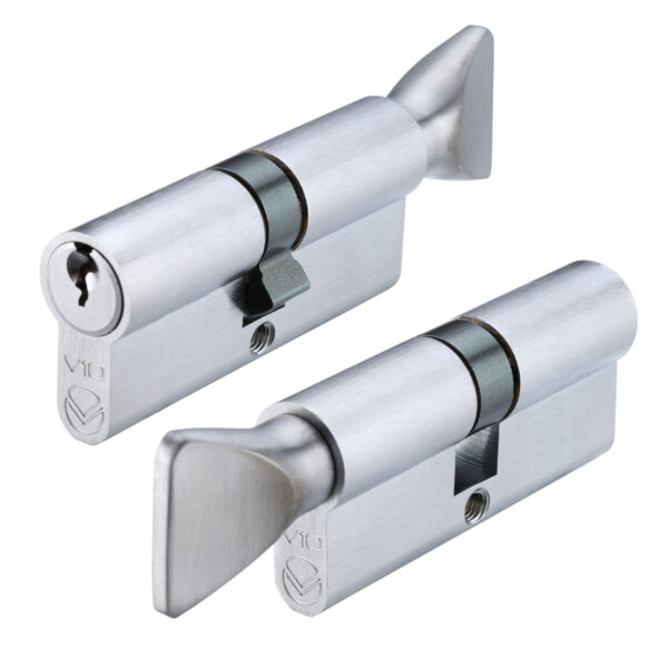Zoo Hardware V10 Euro Cylinder & Turn - 90mm (45/45) - Satin Chrome