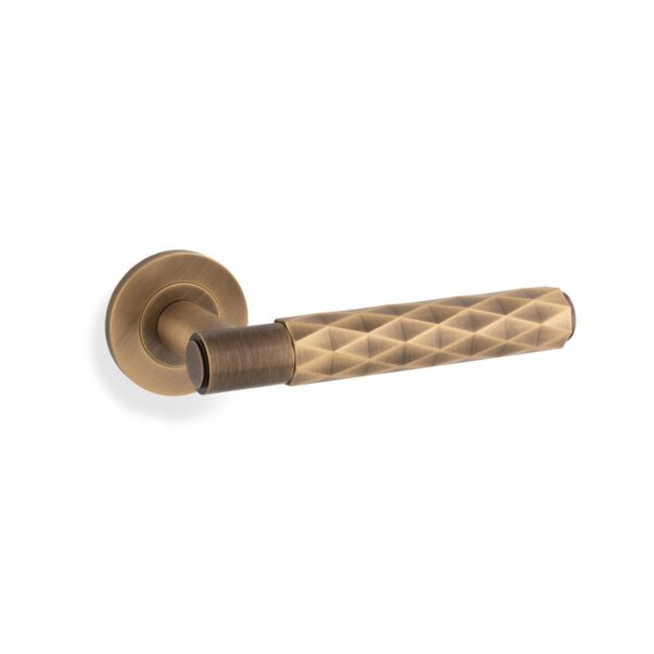 Alexander & Wilks Spitfire Lever Diamond Cut On 50X6mm Rose - Antique Brass