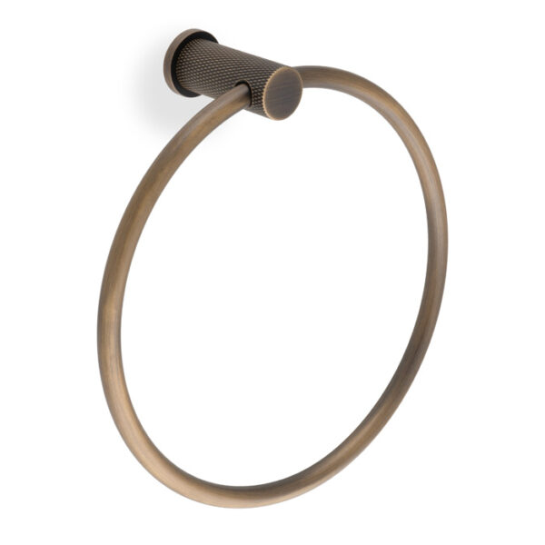 Alexander & Wilks Brunel Diamond Knurled Towel Ring - Antique Brass