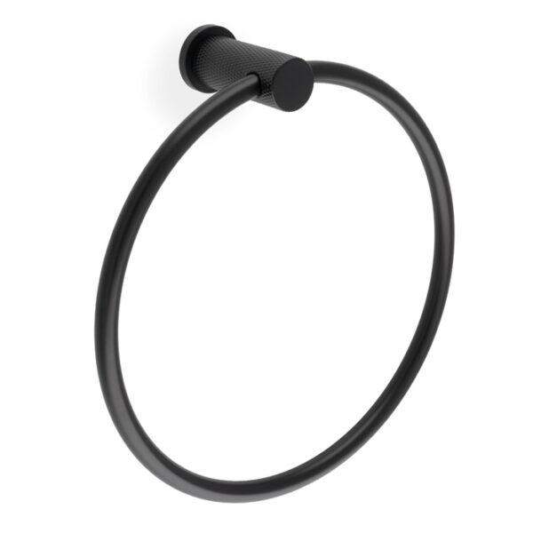Alexander & Wilks Brunel Diamond Knurled Towel Ring - Black