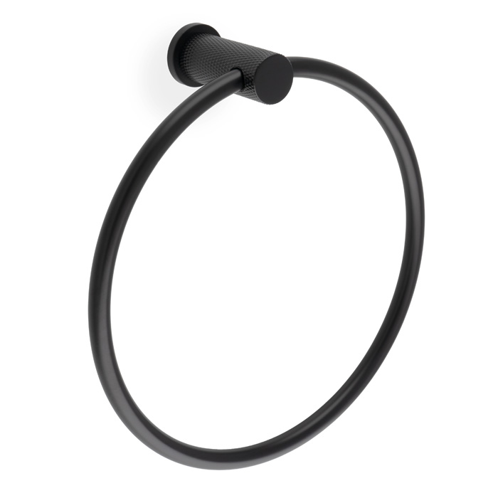 aw451bl.jpg Alexander & Wilks Brunel Diamond Knurled Towel Ring - Black - Image 1