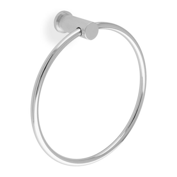 Alexander & Wilks Brunel Diamond Knurled Towel Ring - Polished Chrome